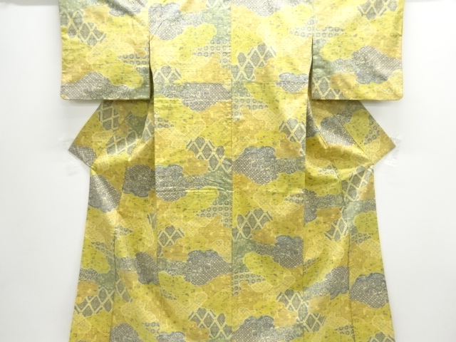 JAPANESE KIMONO / TSUMUGI / WOVEN YOSEGARA PATTERN